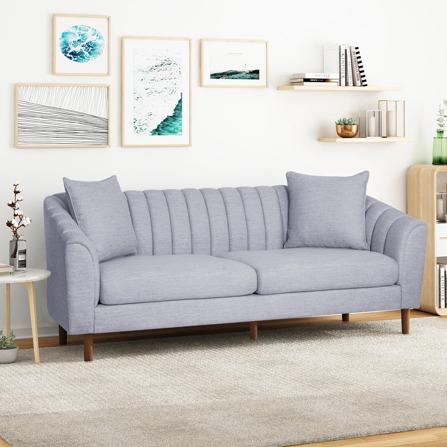 Contemporary 3 Seater Sofa With Plush Accents