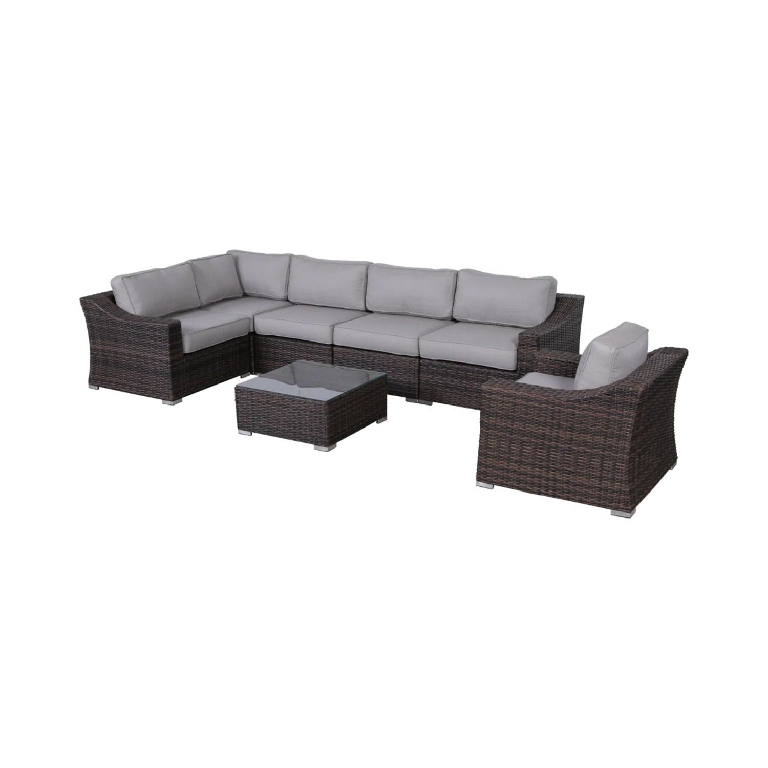 Outdoor Wicker Conversation Set With Cushions, All Weather