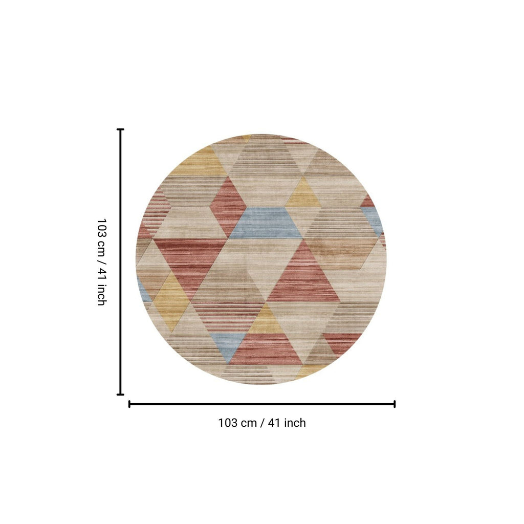 Rabbit - 41" X 41" Washable Non - Slip Round Rug - Ivory Multi