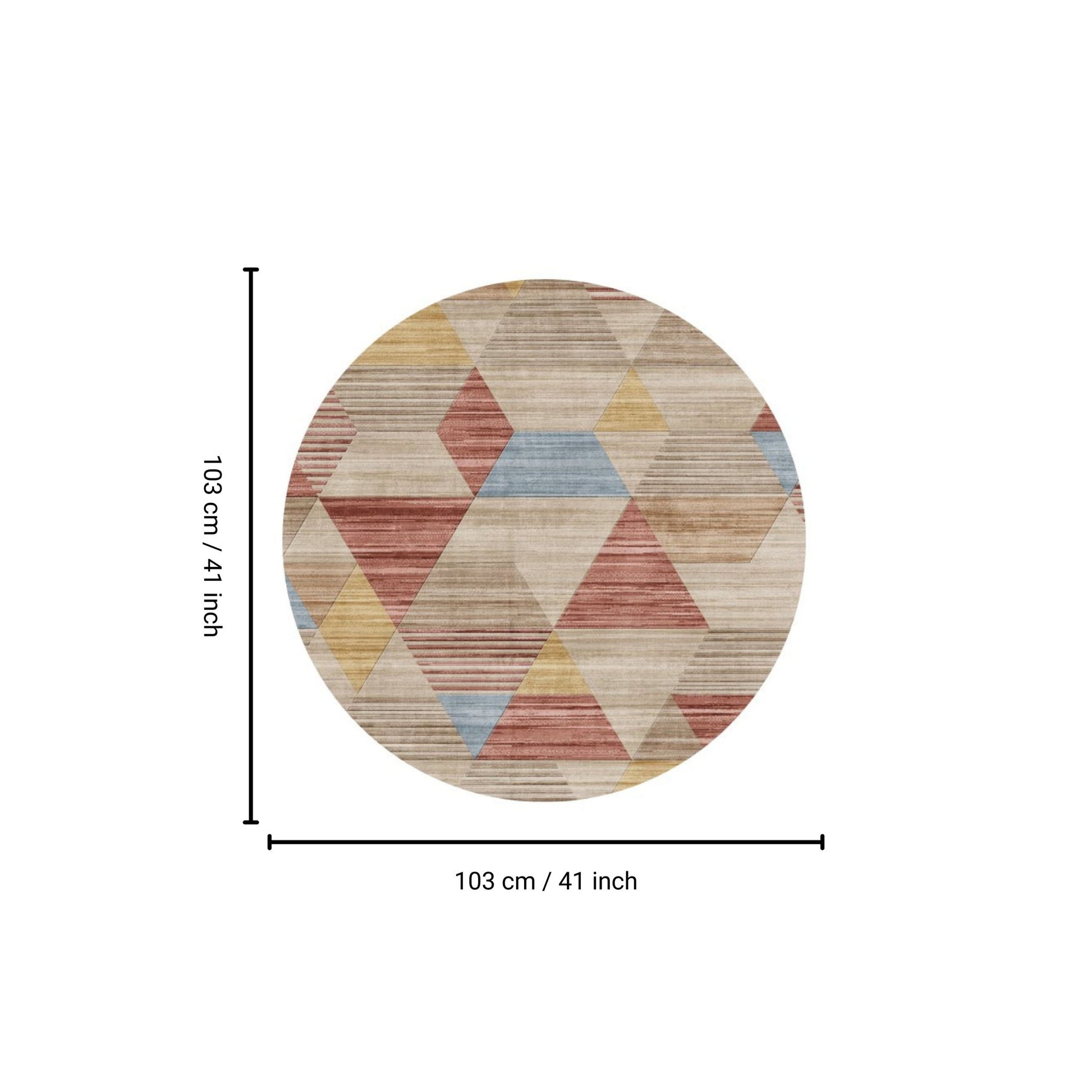 Rabbit - 41" X 41" Washable Non - Slip Round Rug - Ivory Multi