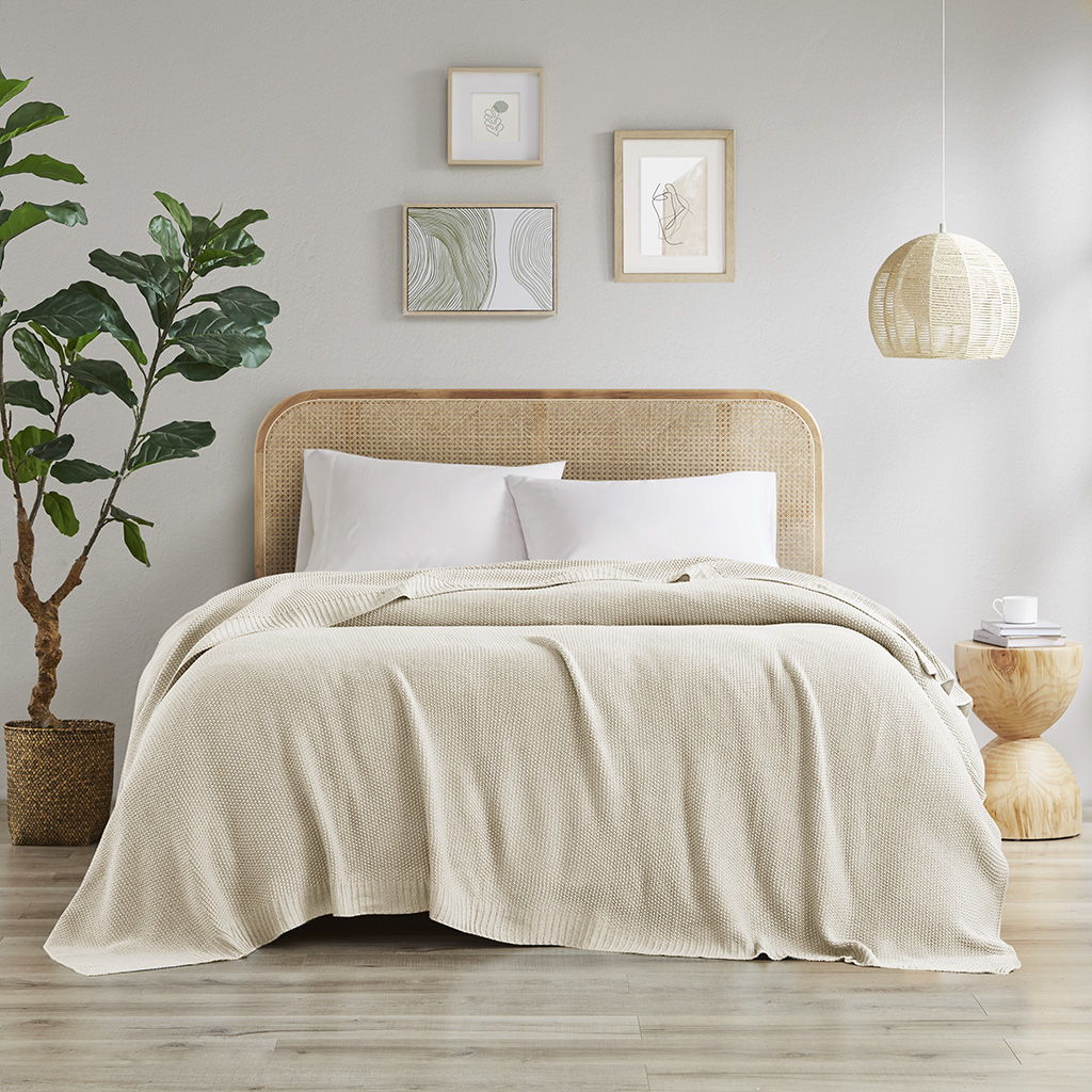 Bree Knit Knit Blanket - Ivory