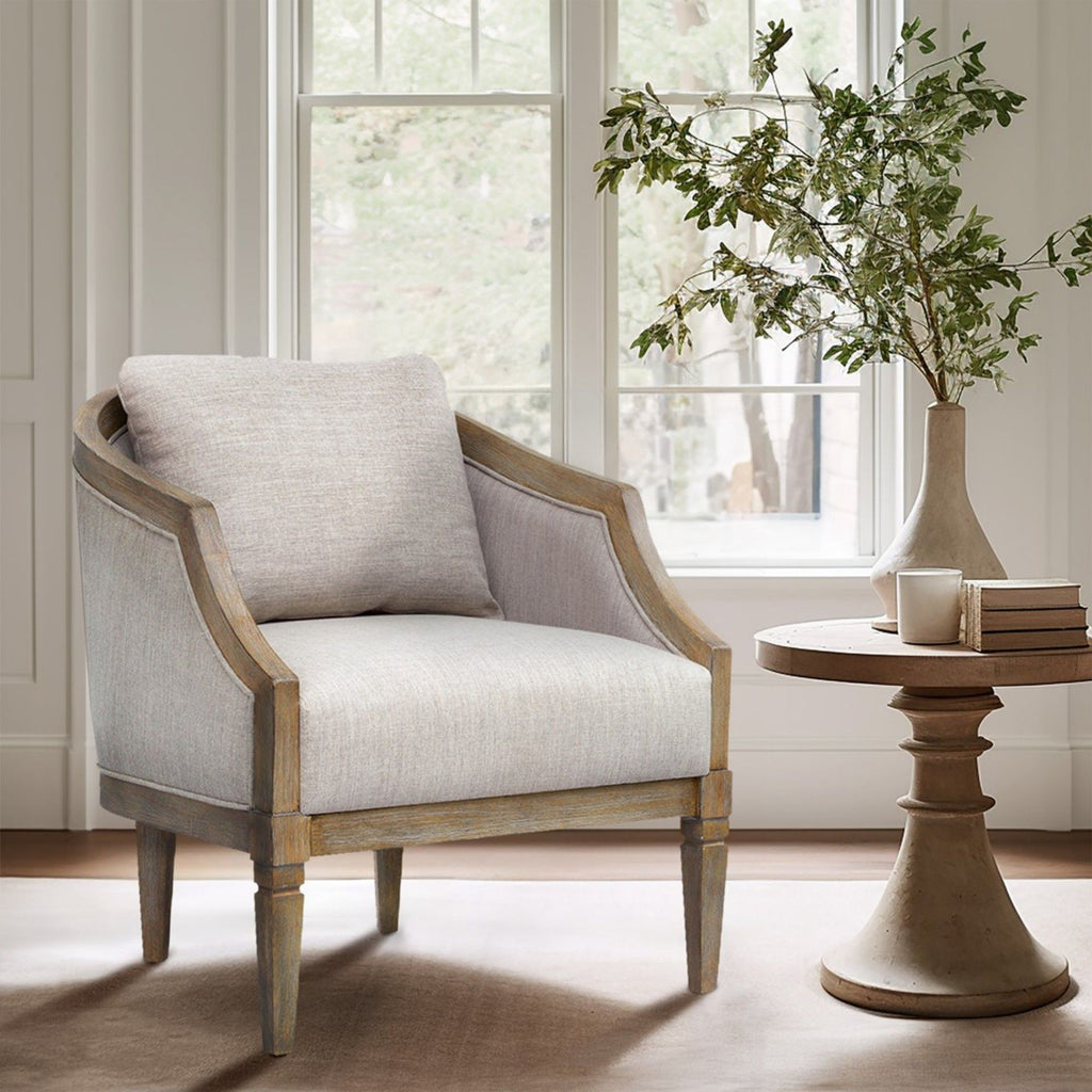 Classic Chair With Jacquard Upholstery - Beige