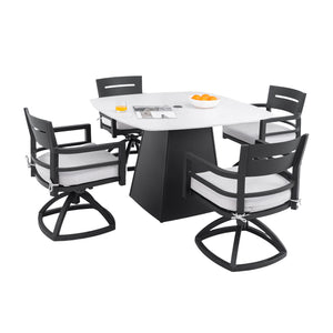 Outdoor Patio Dining Set, Squircle Dining Table, Dining Chairs With Sunbrella Cushions