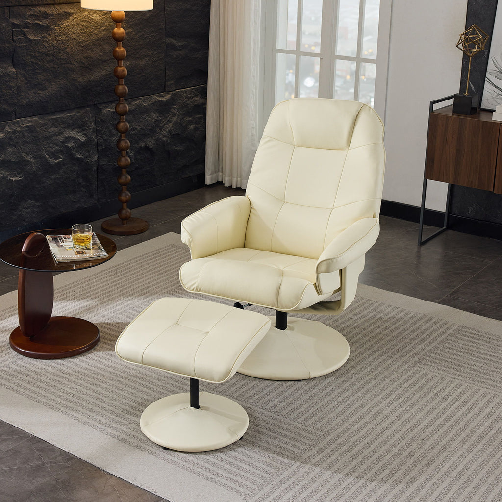 360° Swivel Reclining Chair With Wrapped Base, 5 Point Vibration Massage