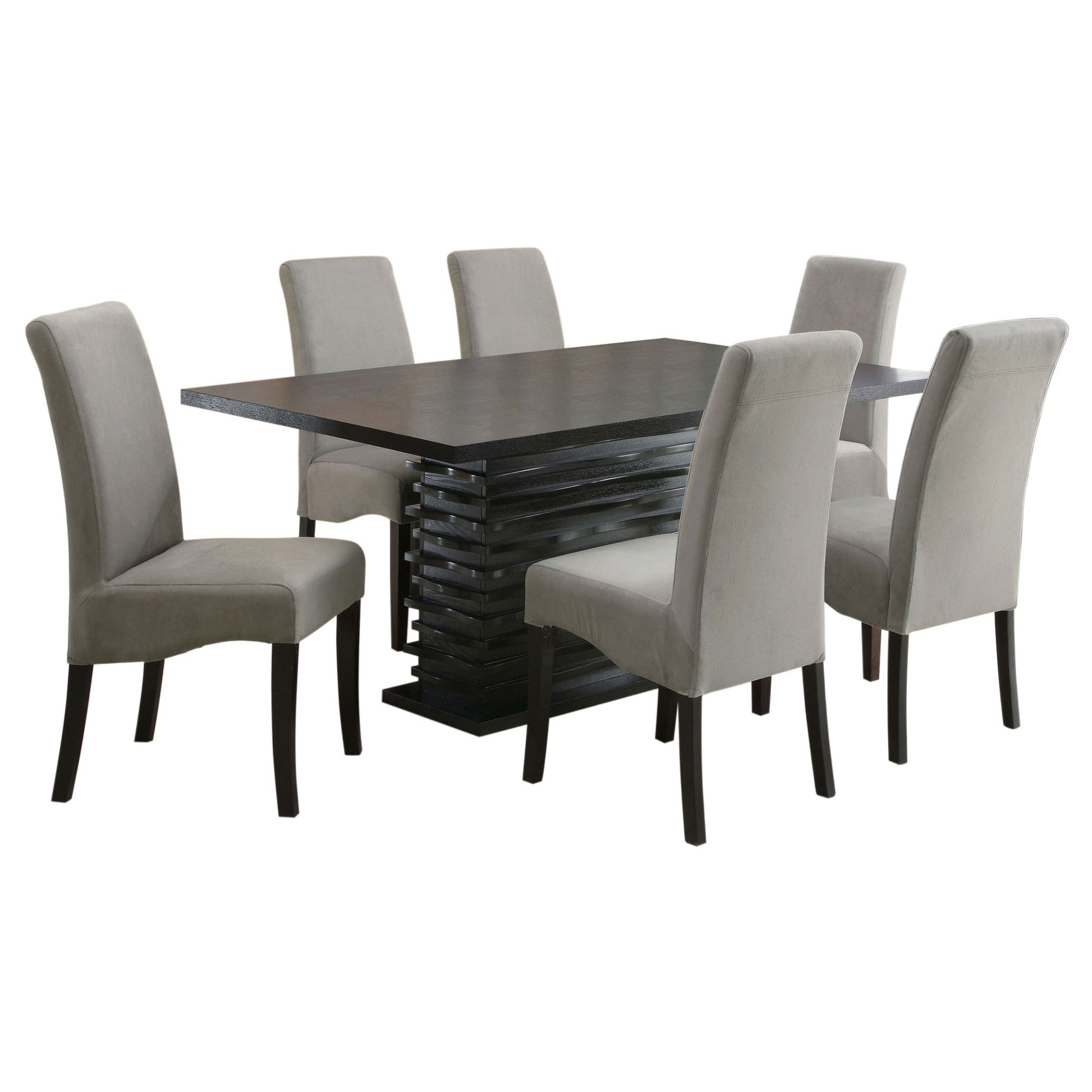 Wendell - 7 Piece Dining Set With Pedestal Table And Chairs - Gray