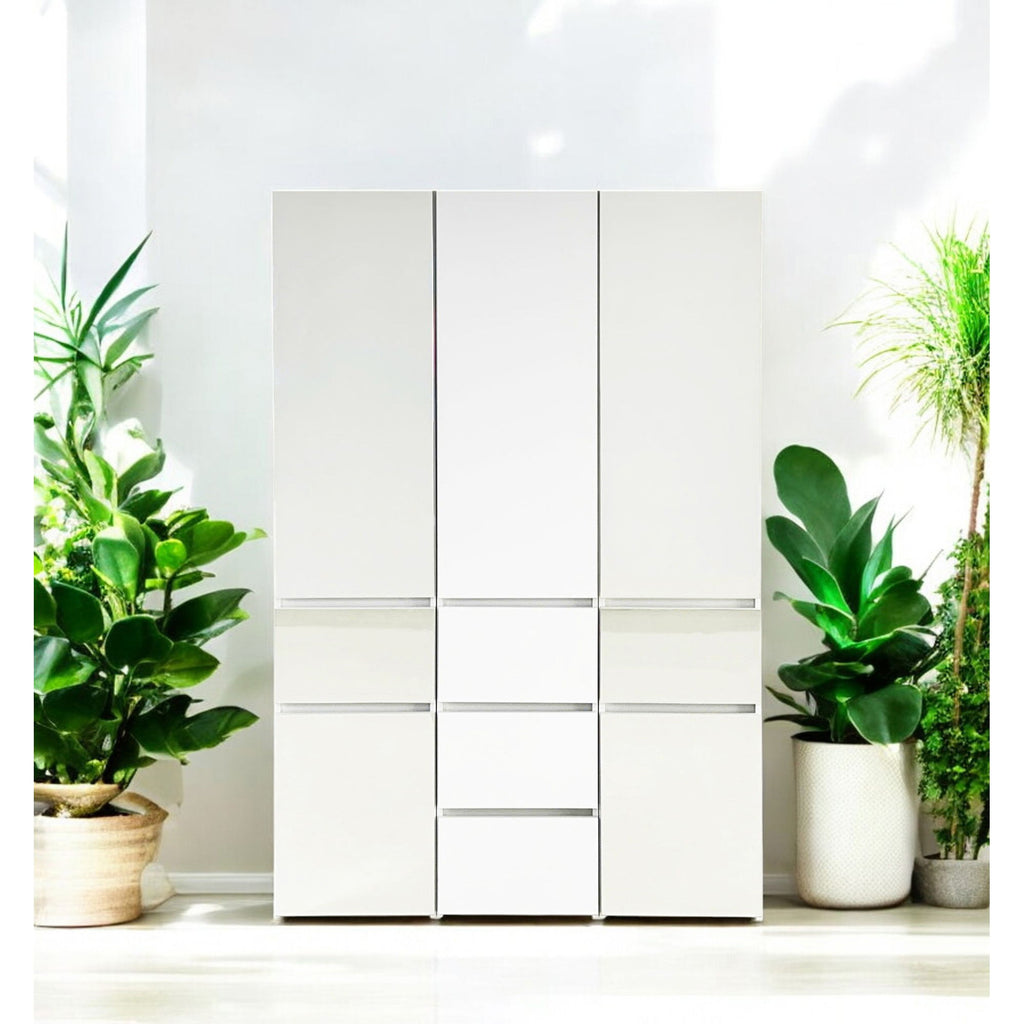 Elise - Modular Wood Closet System With Mirror In Versatile Storage Solution - White