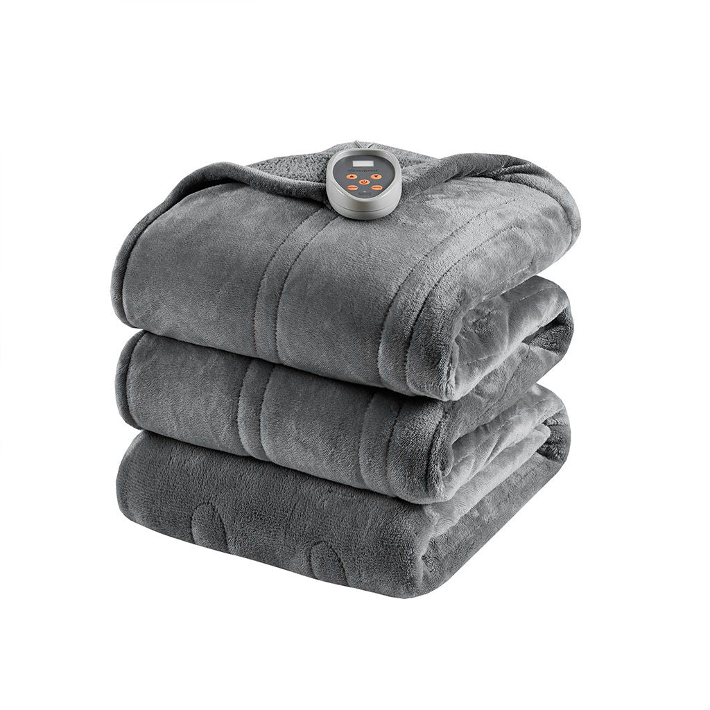 Heated Microlight to Berber - Blanket - Gray