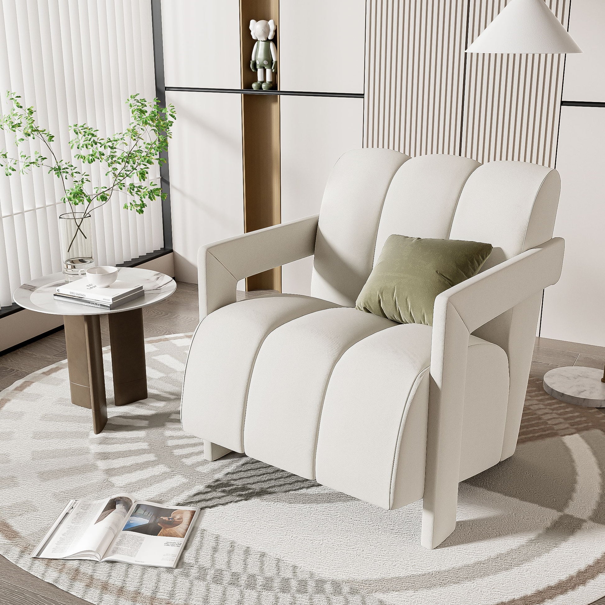Modern Minimalist Leisure Armchair With L Shaped Armrests