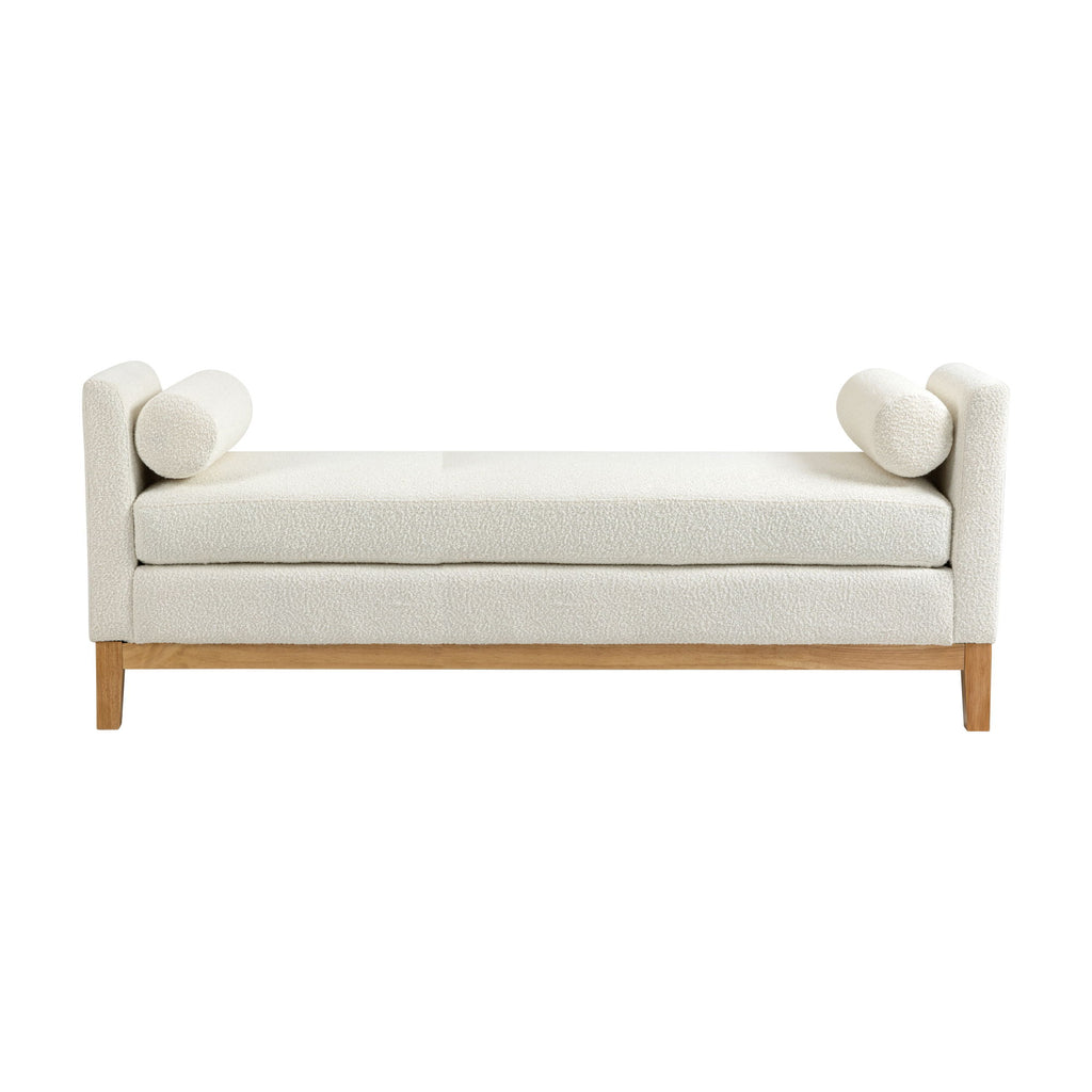 Upholstered End Of Bed Bench With Arms & 2 Bolsters For Bedroom