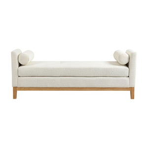 Upholstered End Of Bed Bench With Arms & 2 Bolsters For Bedroom