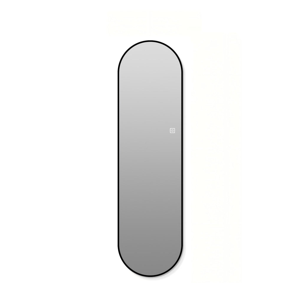 Capsule Shaped Dimmable LED Full Length Wall Mirror With Frame - Silver