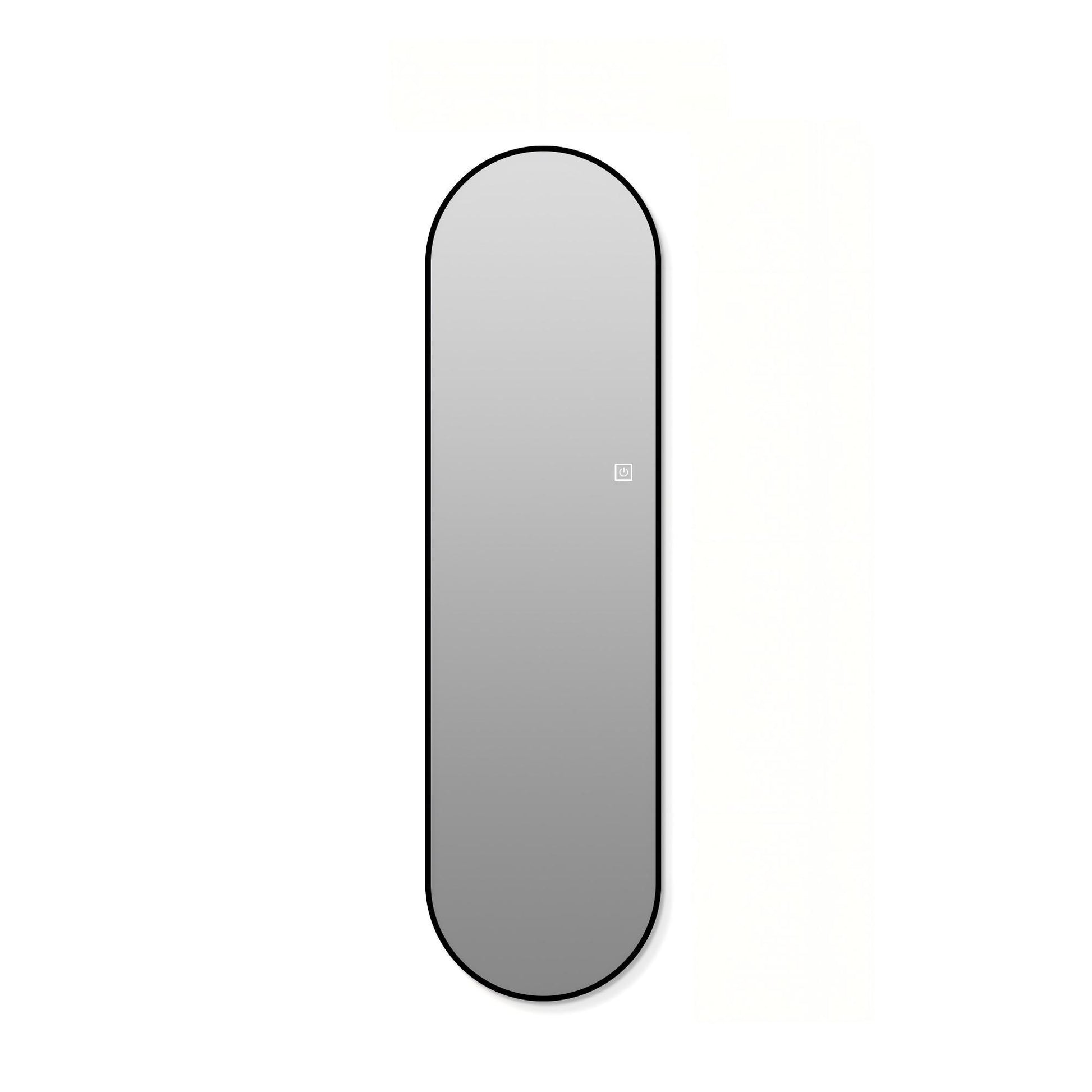 Capsule Shaped Dimmable LED Full Length Wall Mirror With Frame - Silver