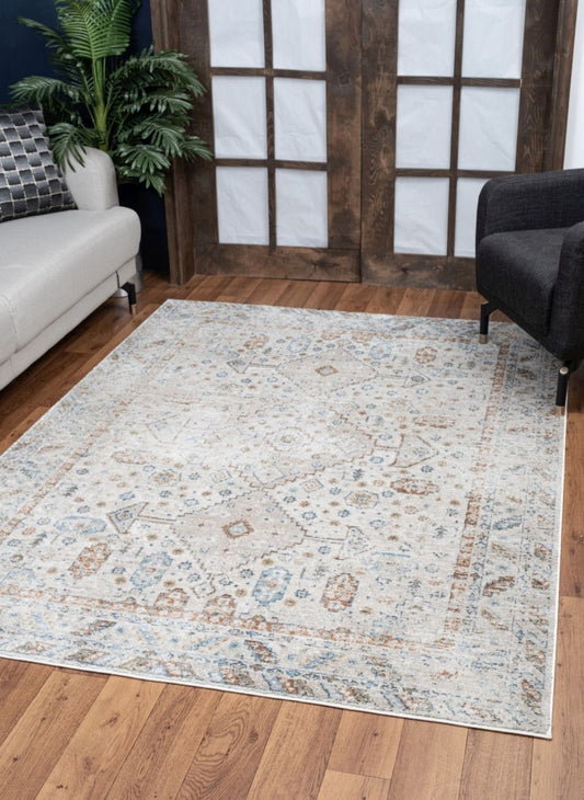 Noble - GC_GEN7002 Ivory 5' x 7' Area Rug