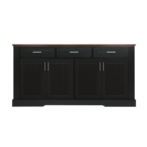 Fluted Sideboard Buffet Cabinet With 4 Doors And 3 Drawers