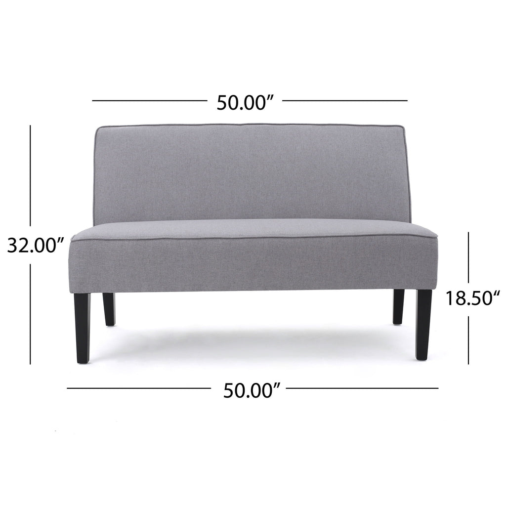 Contemporary Loveseat With Upholstered Fabric And Birch Wood Legs - Light Gray