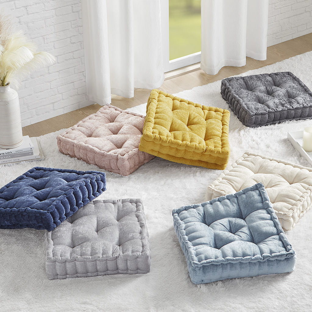 Azza - Square Floor Pillow Cushion - Navy