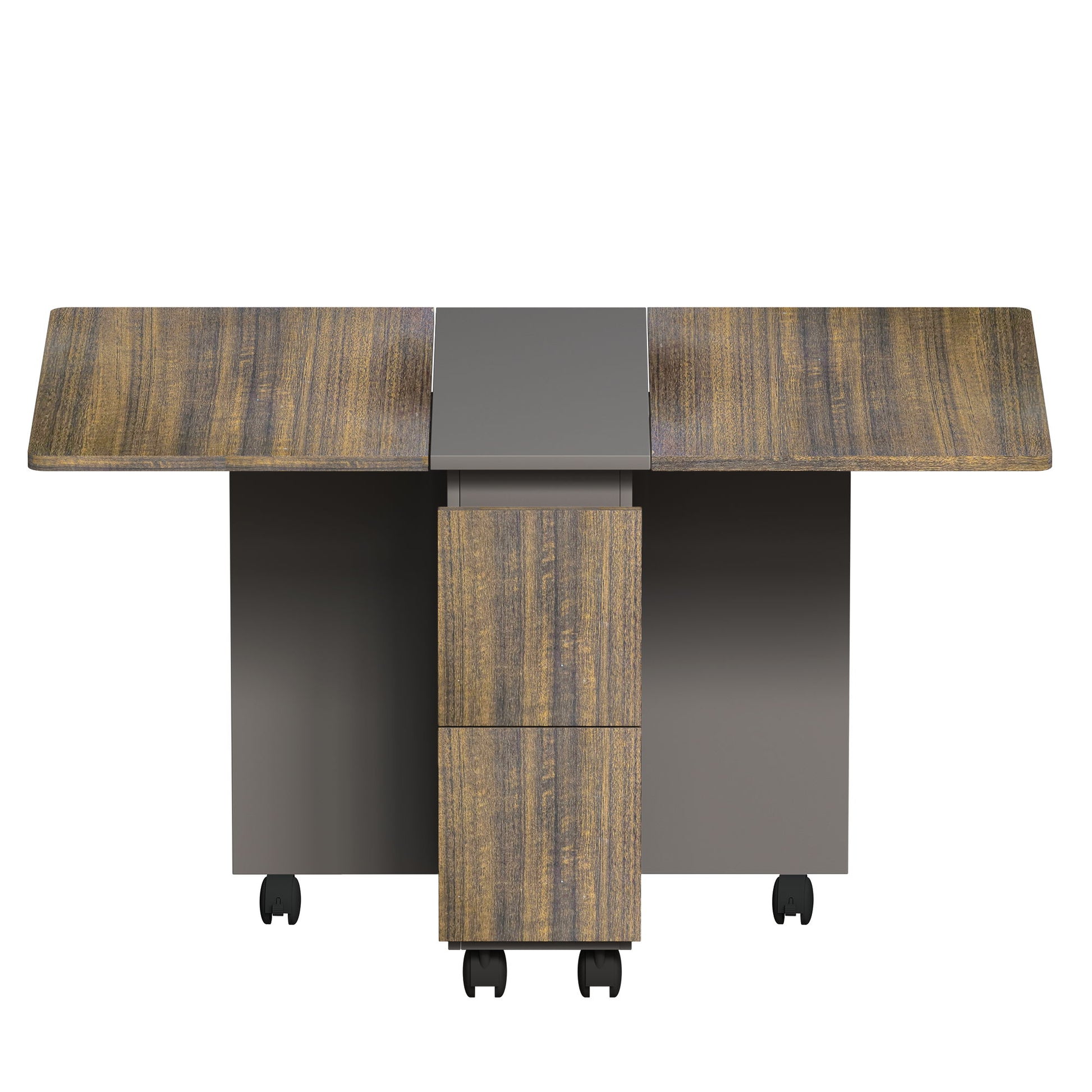 Contemporary 5 Piece Folding Extendable Dining Table Set With Chairs For 4 - Brown