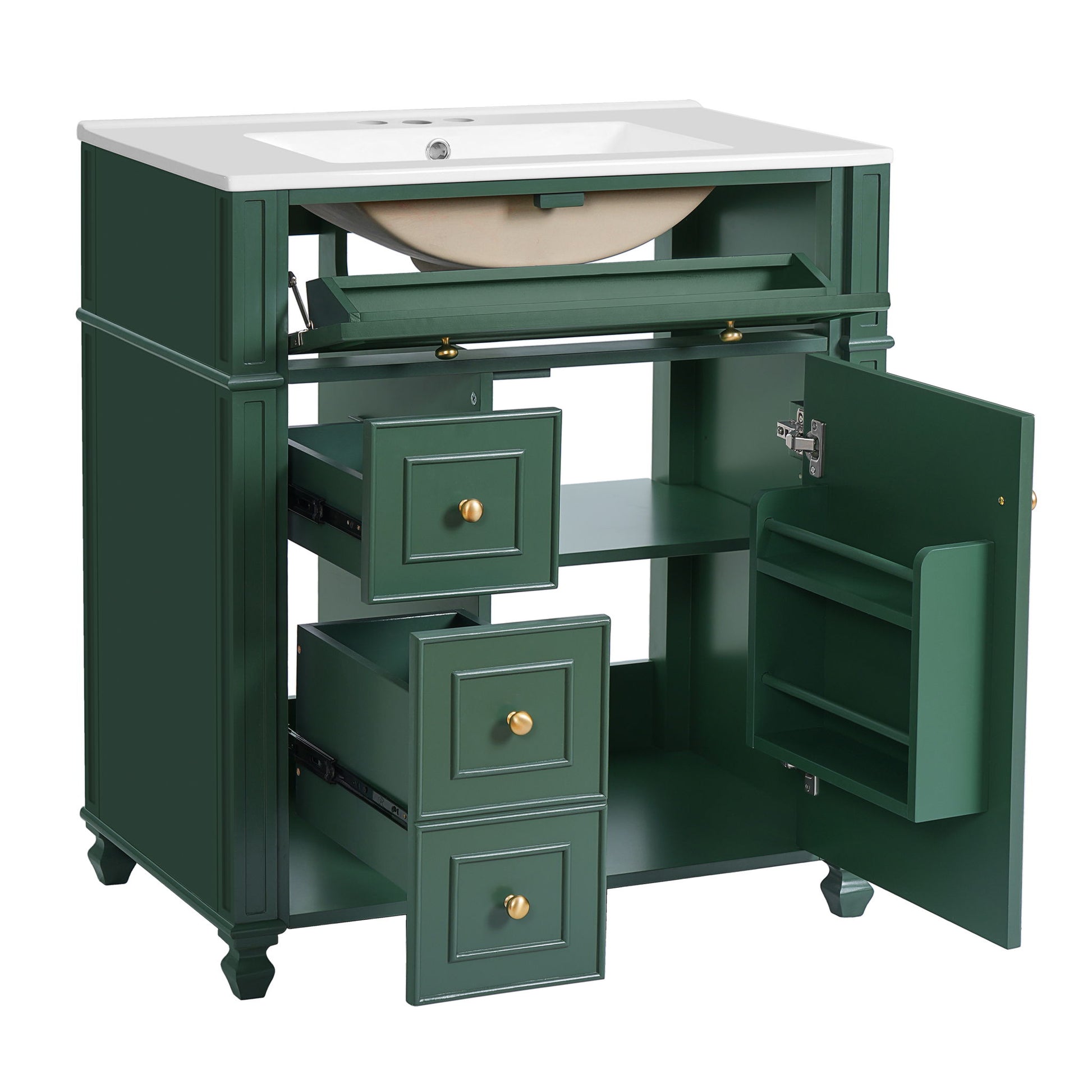 Bathroom Vanity Cabinet With Sink, Soft Close Doors With Door Organizer