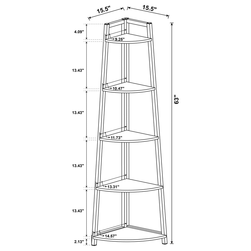 5 Tier Corner Bookcase - Brown