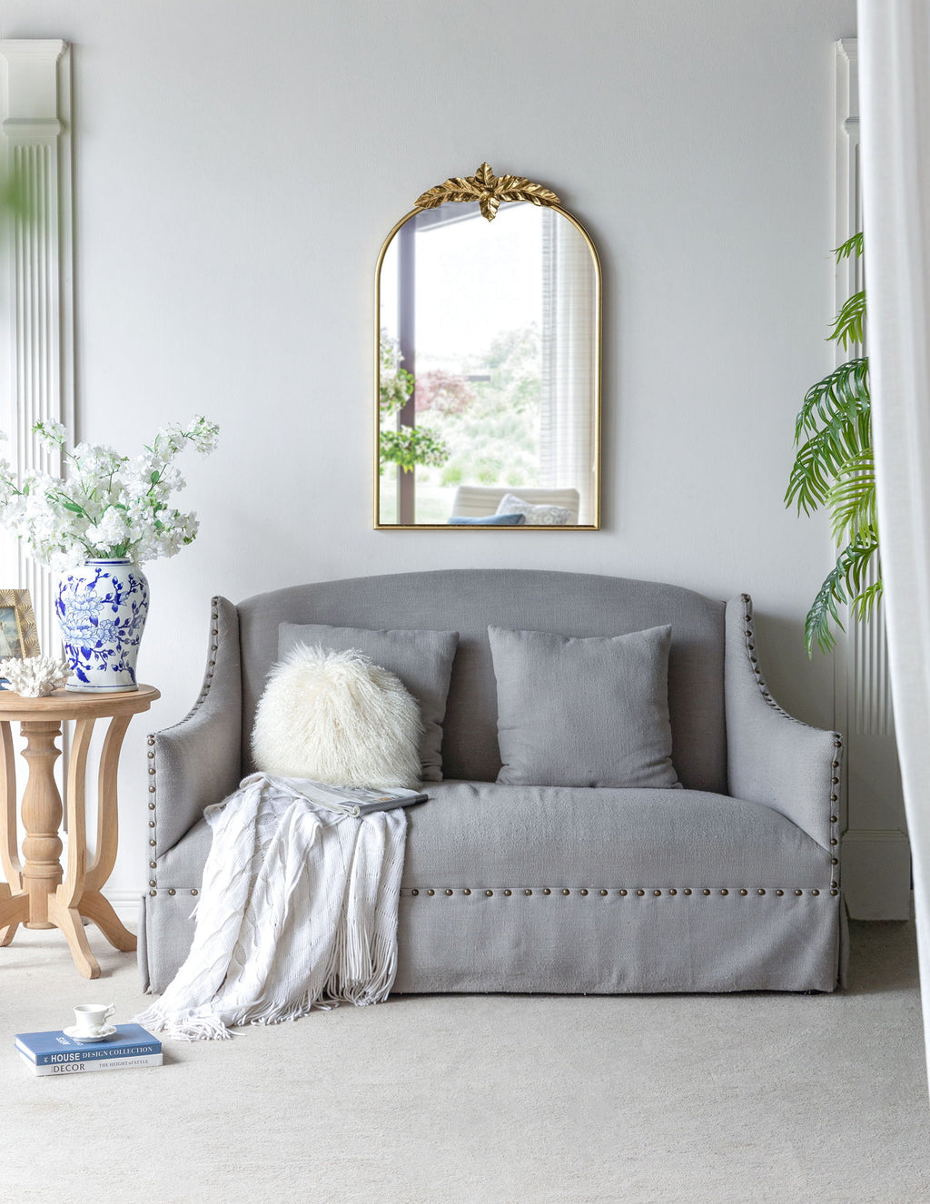 Arched Wall Mirror With Metal Frame, Wall Mirror For Living Room