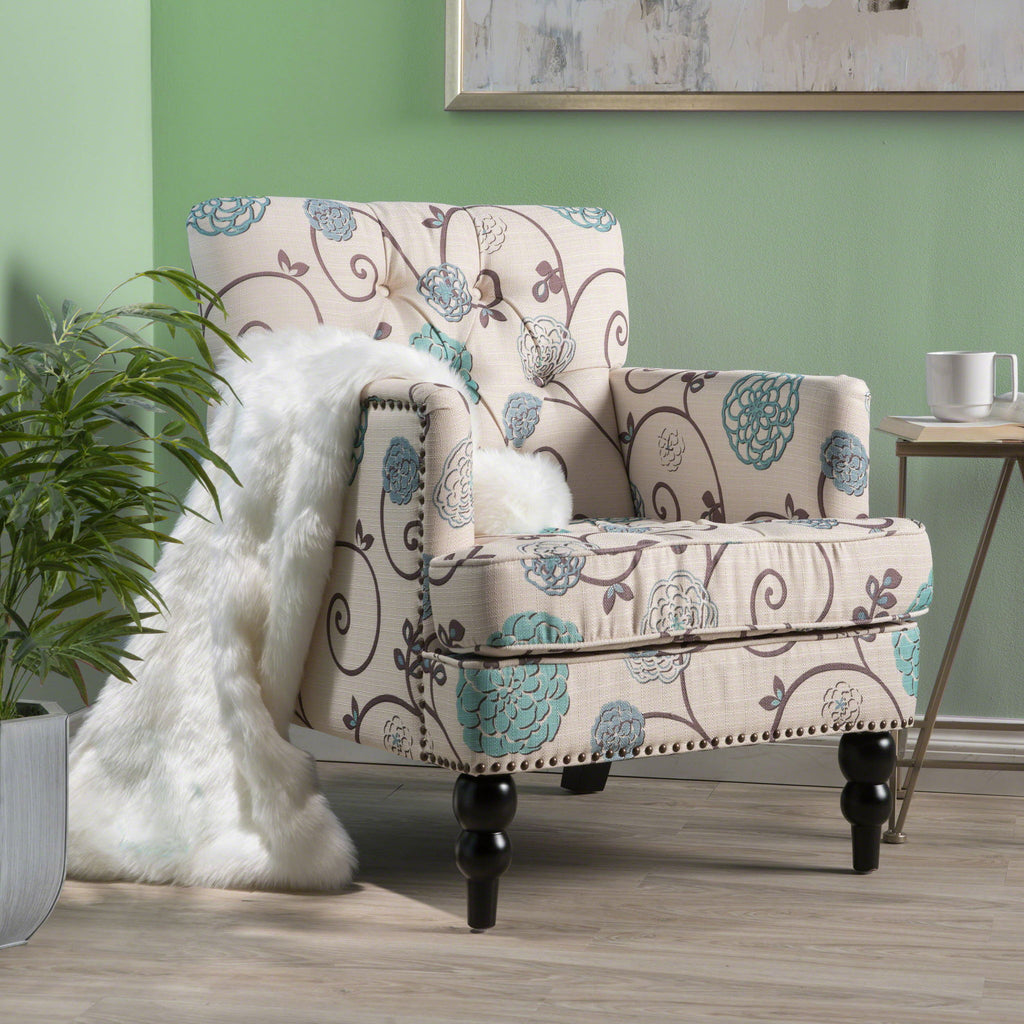 Vitality - Club Chair With Button Tufted Diamond Stitching And Turned Legs