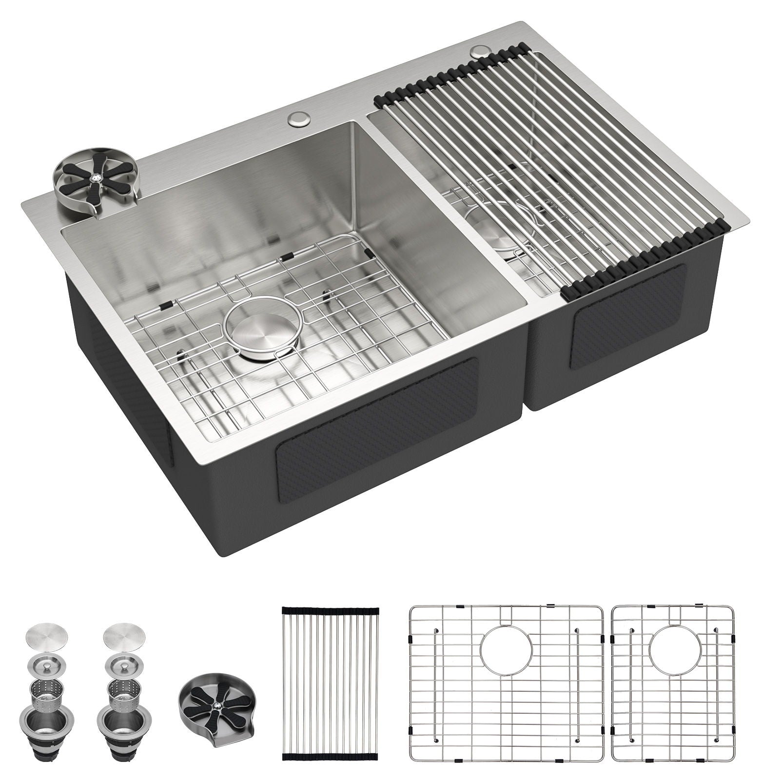 Double Bowl, Drop-In Sink With 2 Basins