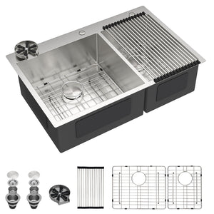 Double Bowl, Drop-In Sink With 2 Basins