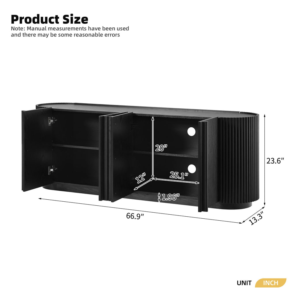 TV Stand With Fluted Tambour Style Door