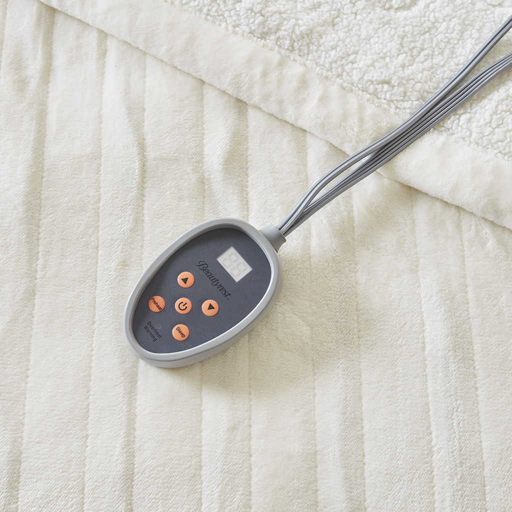 Heated Microlight to Berber - Blanket - Ivory