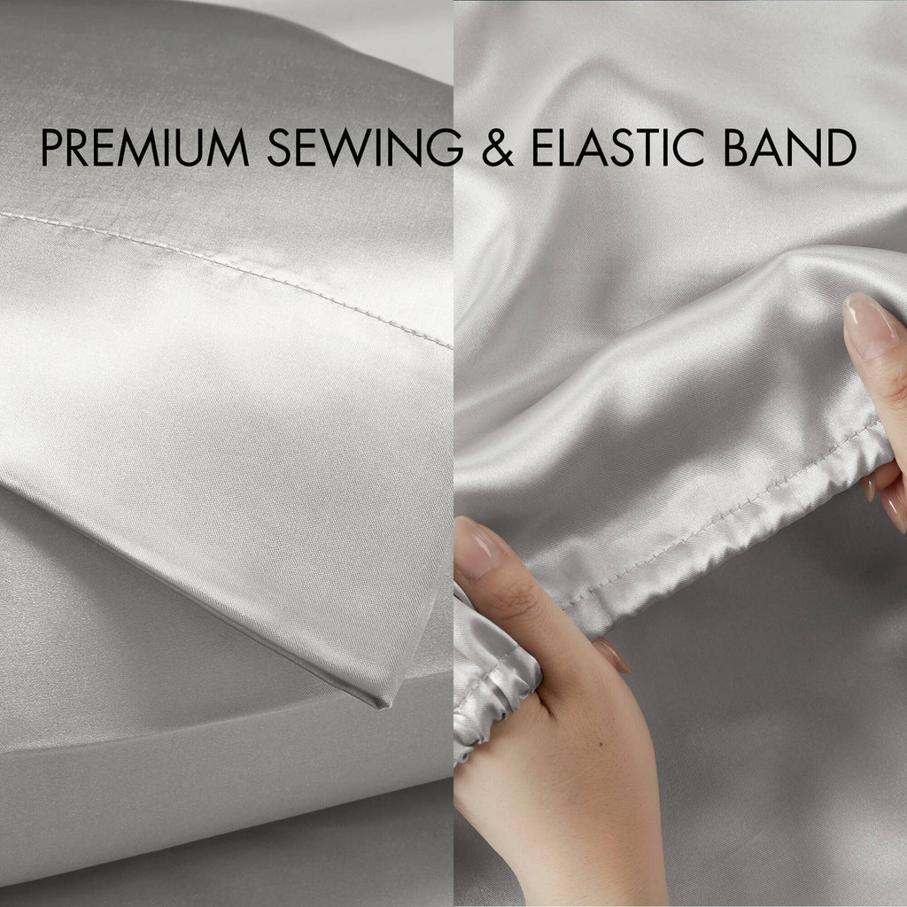 Satin - King Wrinkle Free Luxurious (Set of 6) - Light Gray