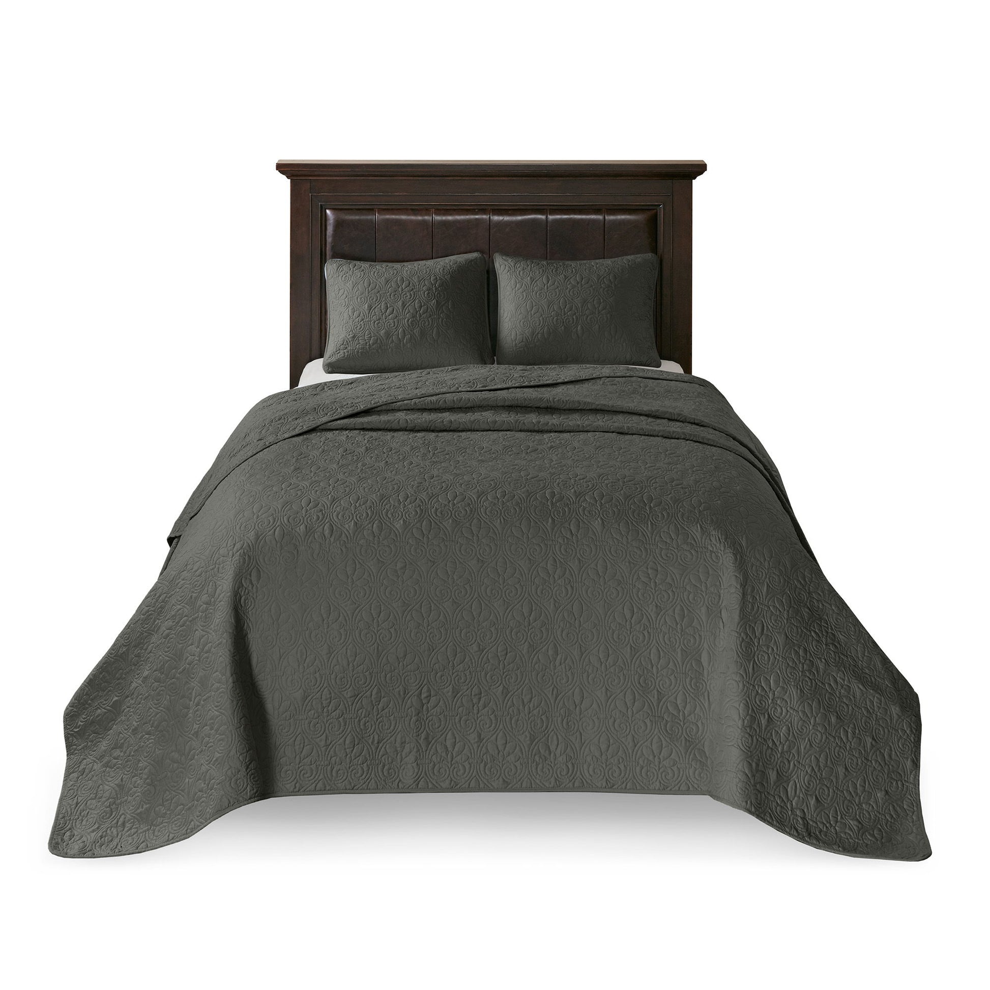 Quebec - King Reversible Bedspread Set - Dark Gray