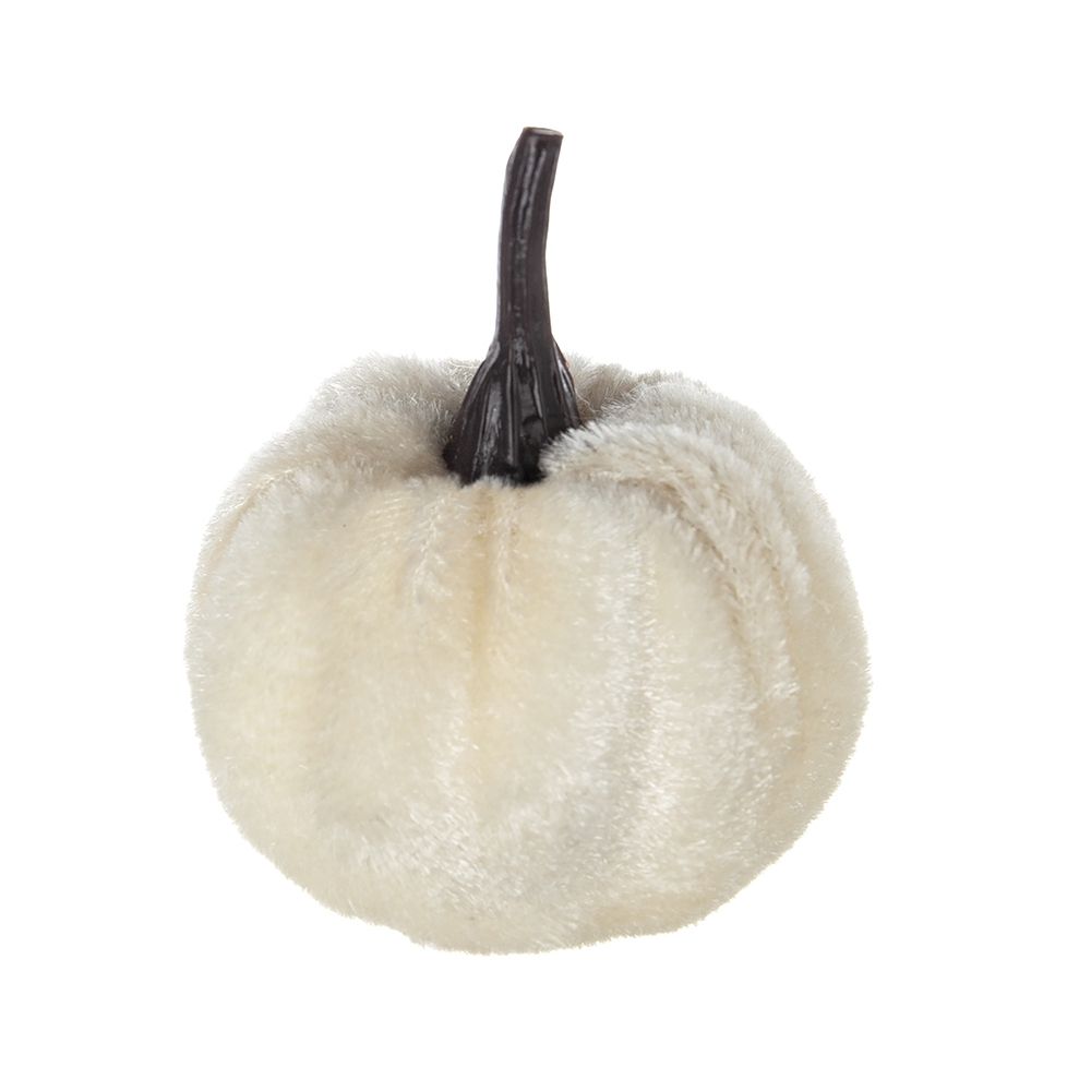Velvety Pumpkin In Mesh Bag, Bag / 12, For Holiday Harvest Festival Fall Festival & Thanksgiving (Set of 4) - White