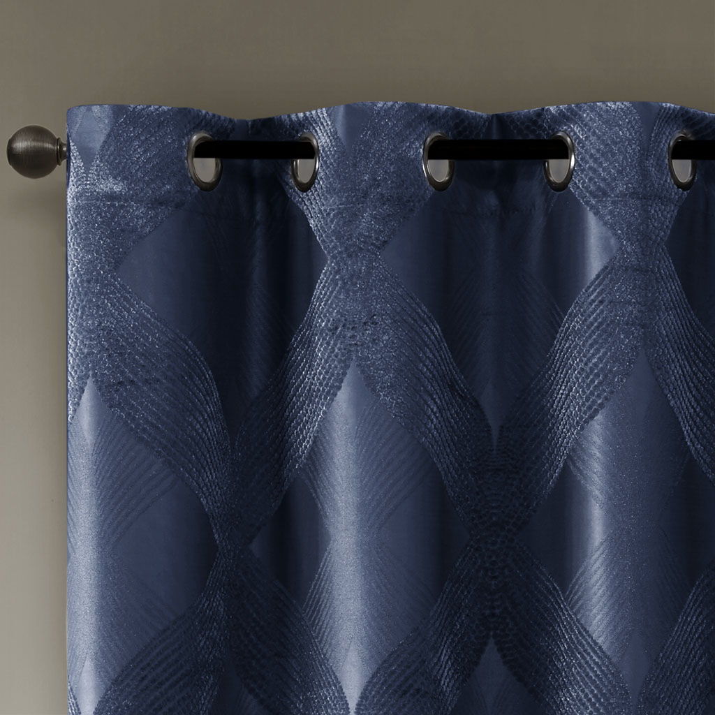 Bentley - 84" Ogee Knitted Total Blackout Panel - Navy