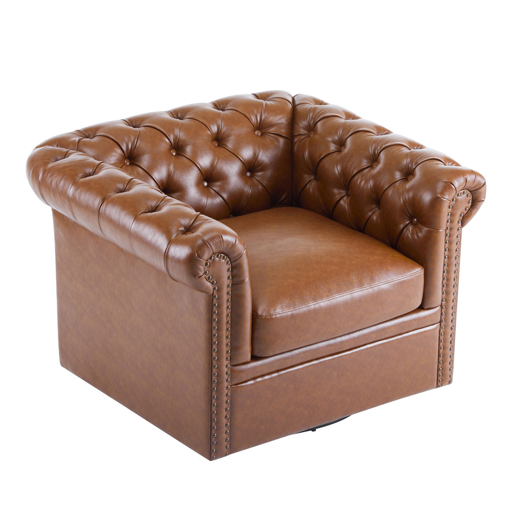 Chesterfield Style Swivel Club Chair With Button Tufted