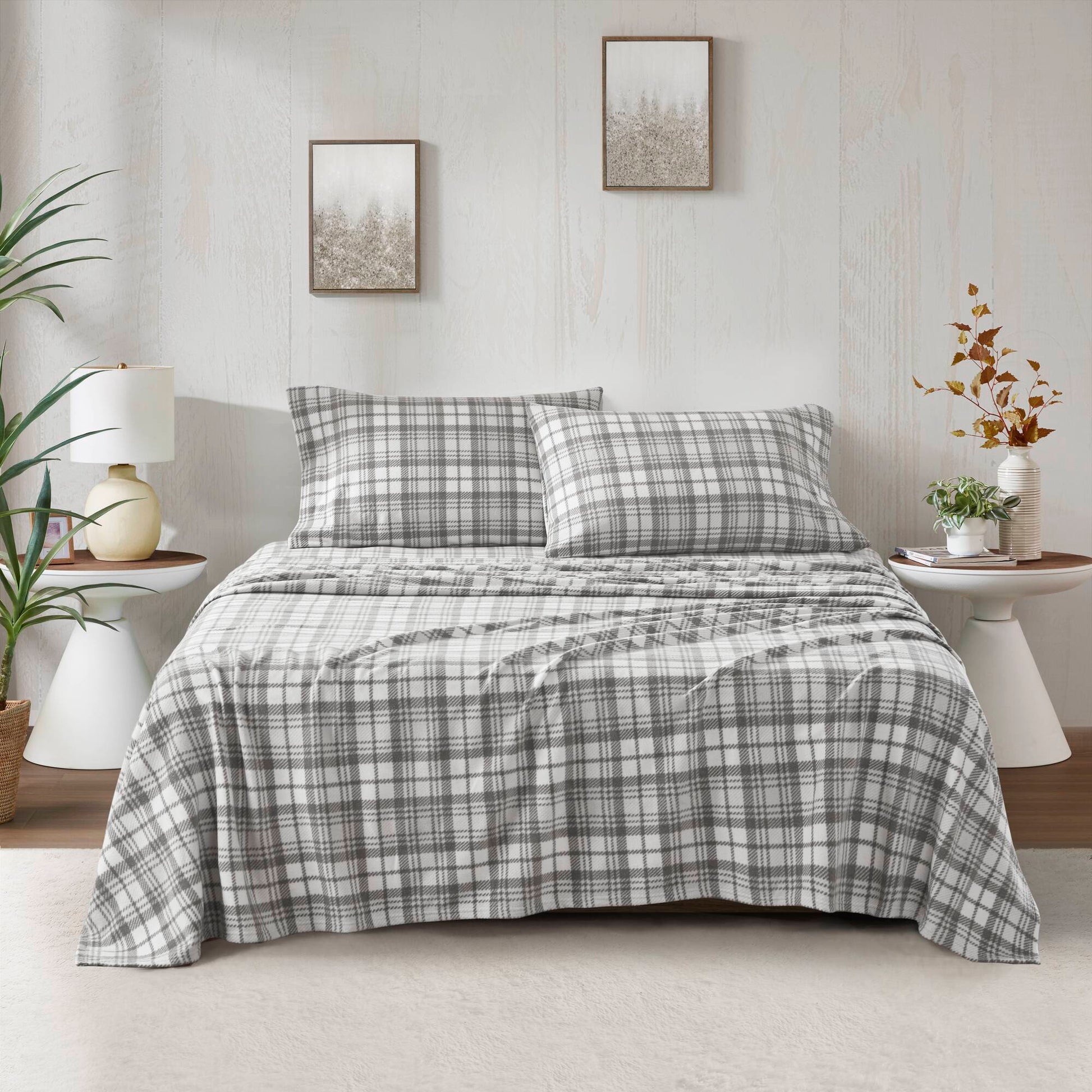 Queen Sheet Set - Gray Plaid