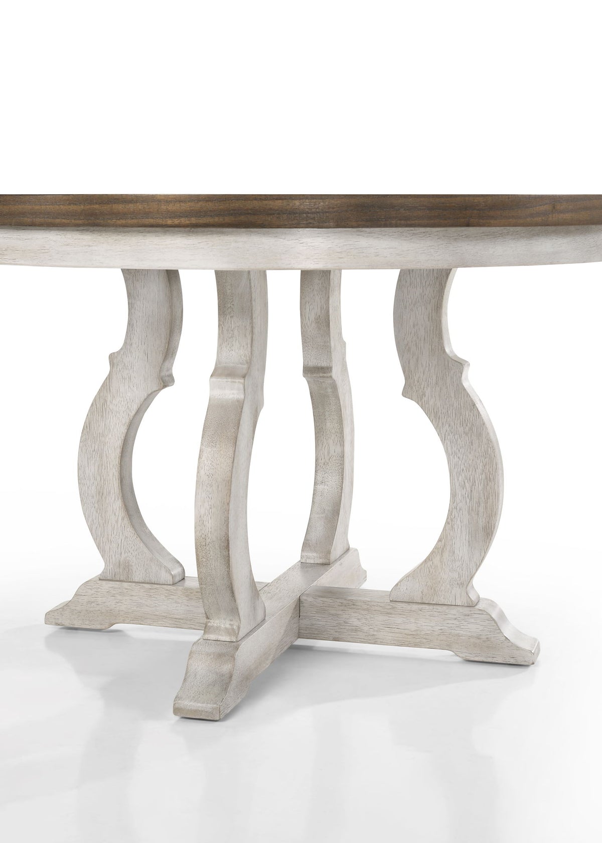 Havanna - Wide Vintage Round Dining Table With Off White Colored Base - Walnut