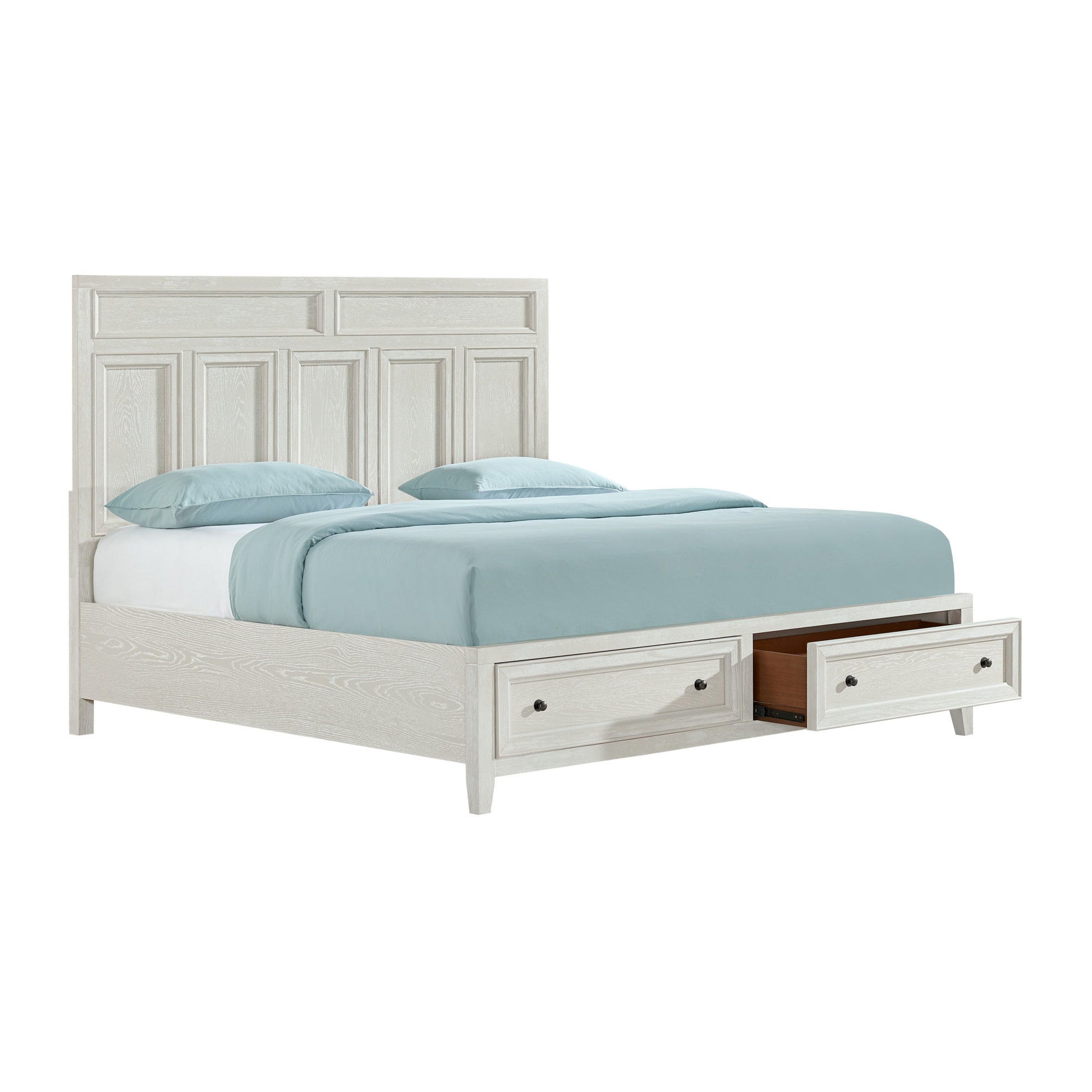 Storage Bed With Panel Headboard And Spacious Footboard Drawers