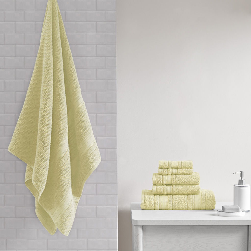 Adrien - Super Soft Cotton Quick Dry Bath Towel 6 Piece Set - Yellow