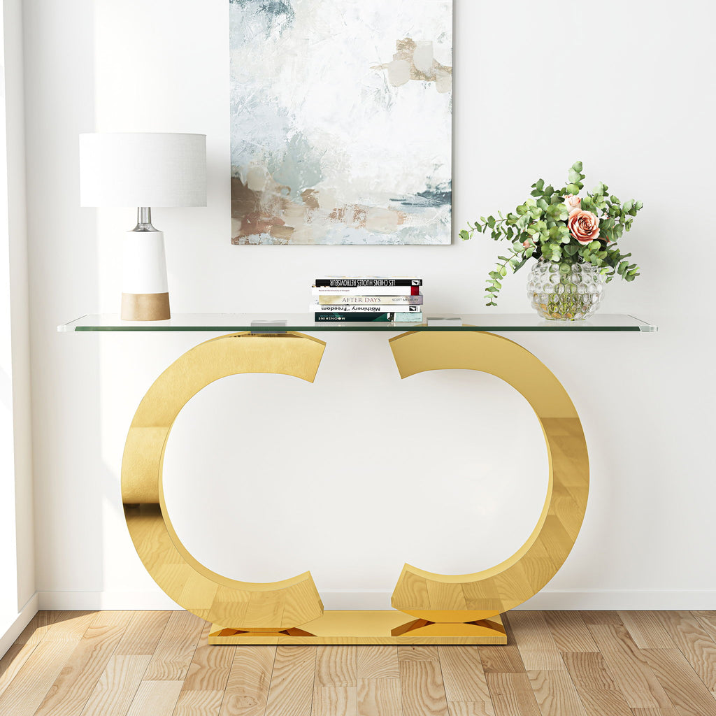Dual C - Shaped Console Table