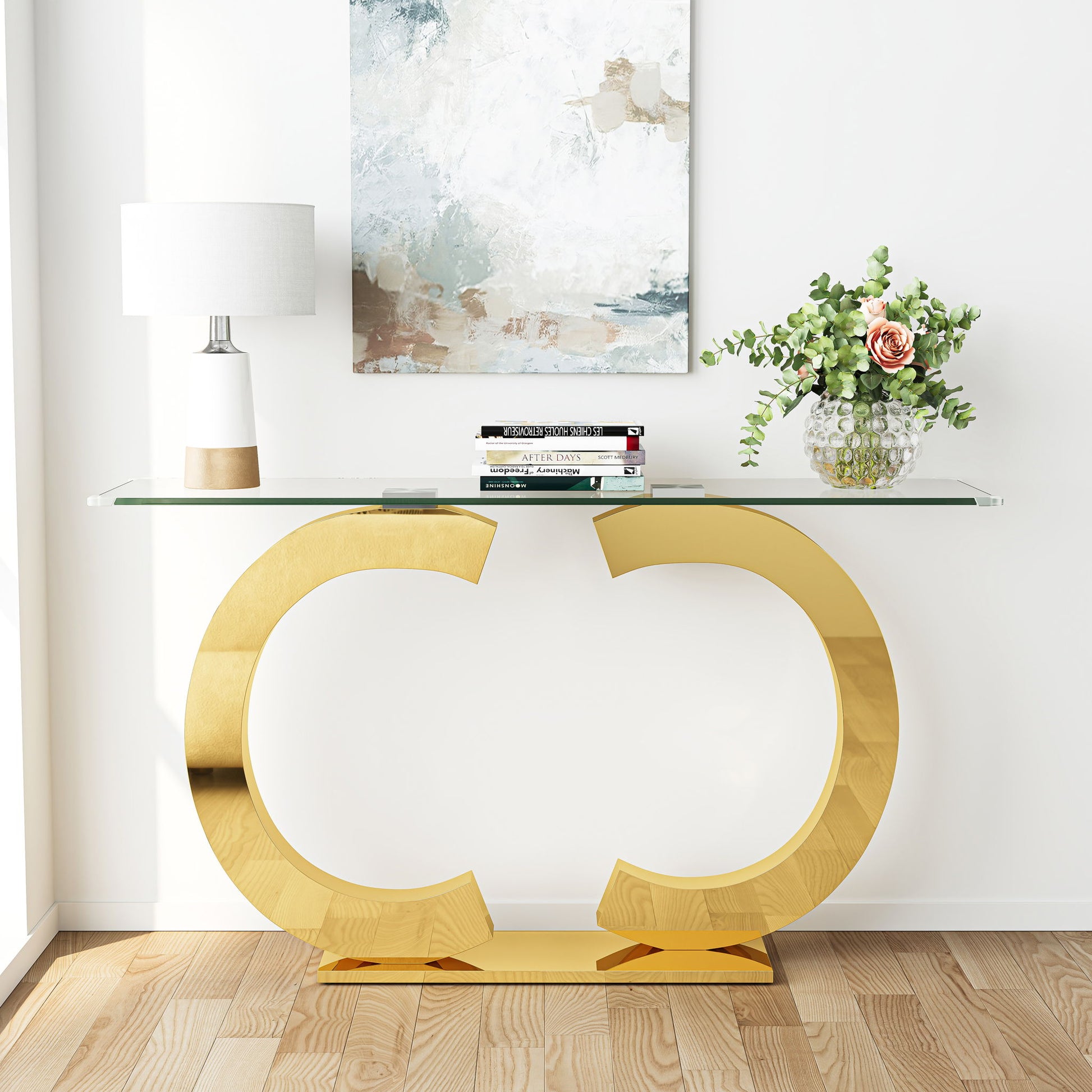 Dual C - Shaped Console Table
