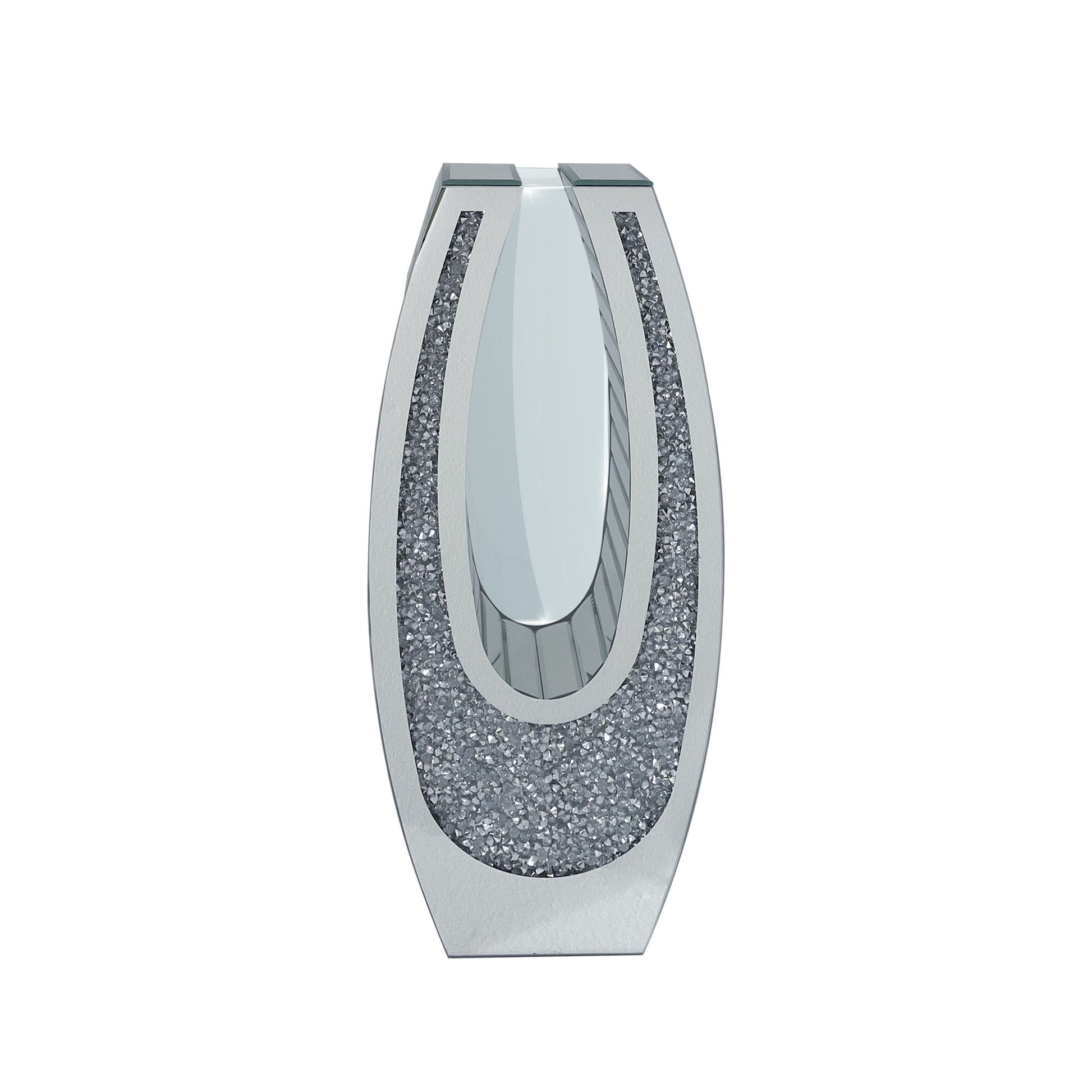 U - Shaped Floor Vase With Shattered Diamond Mirror Surface