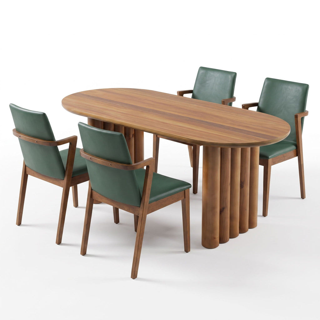 5 Piece Indoor Dining Set With Oval Table And Chairs
