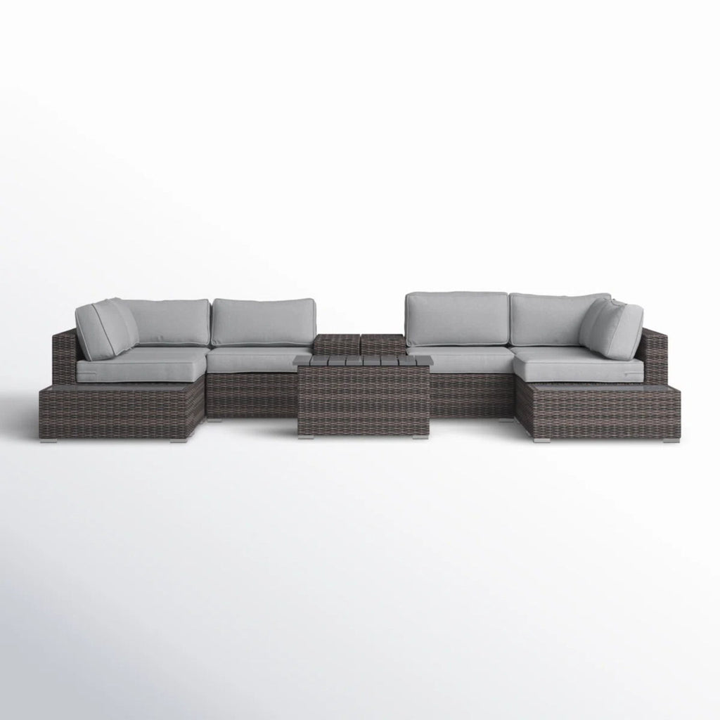 Wicker Sectional Seating Group With Plush Cushions