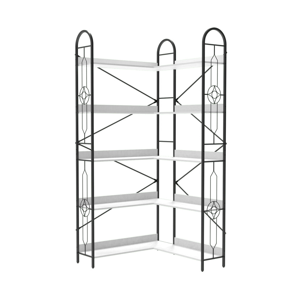 Industrial Style Corner Bookshelf With Thickened Iron Frame