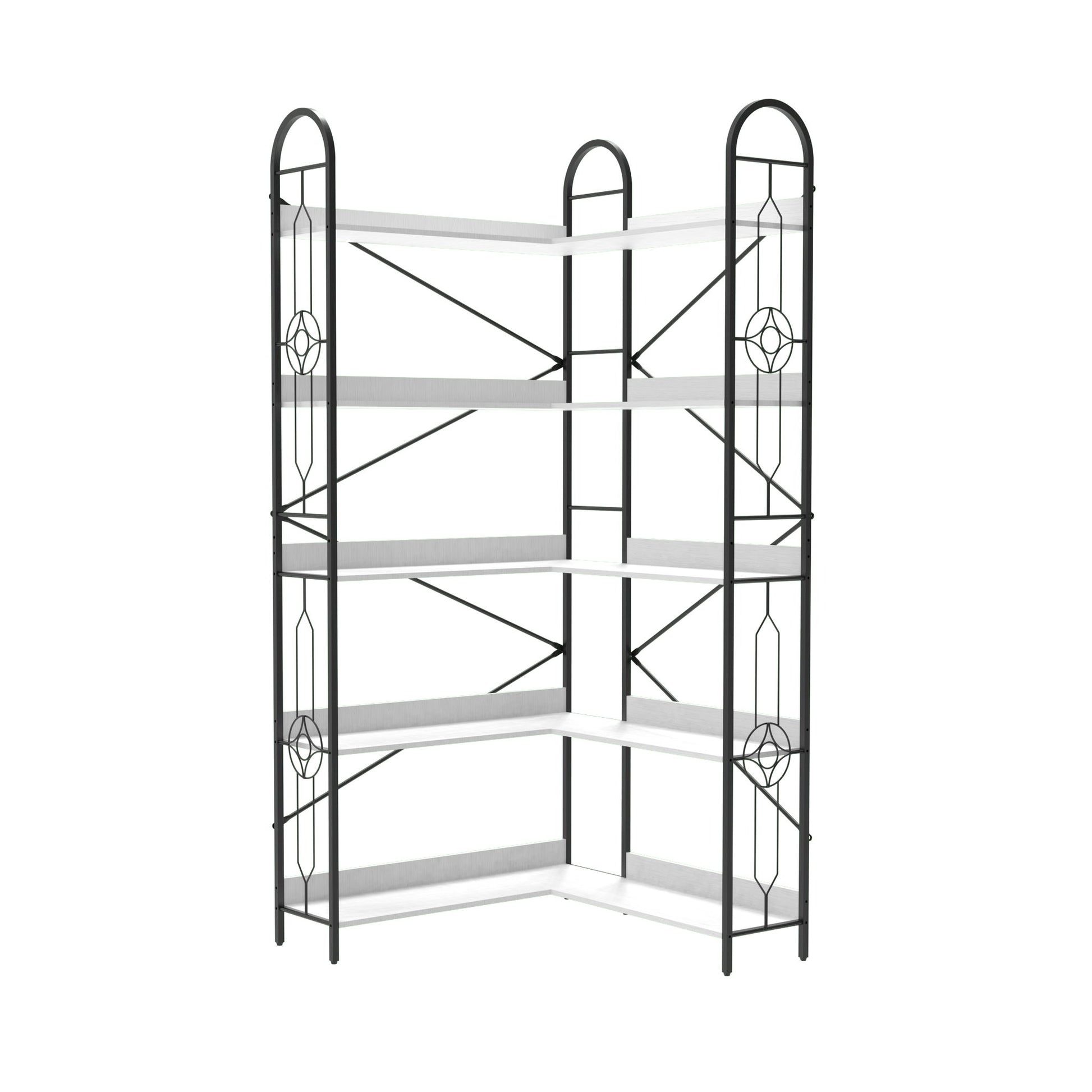 Industrial Style Corner Bookshelf With Thickened Iron Frame