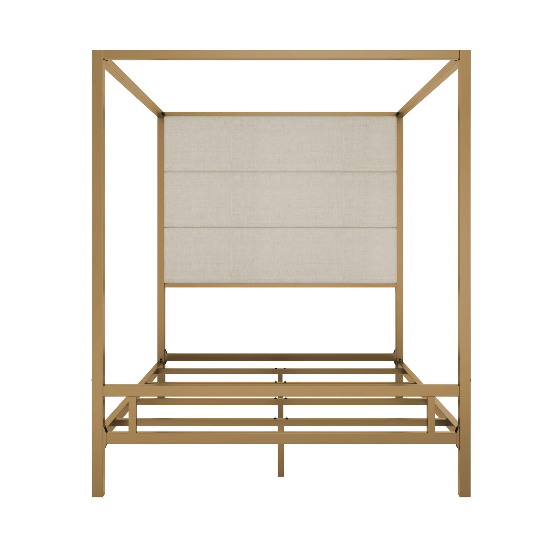 Canopy Bed With Tall Upholstered Headboard, 4 Poster Frame