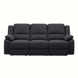 3 Seat Manual Reclining Sofa With Deep Recline - Black