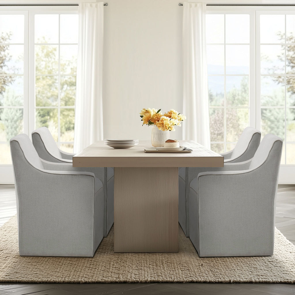 Charlotte - Slipcover Dining Arm Chair With Casters - Gray