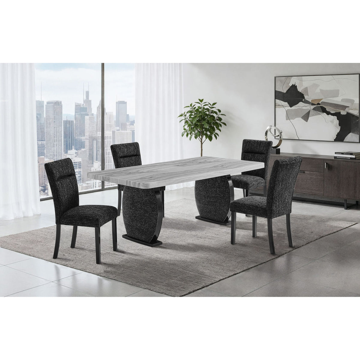 Dining Table With Upholstered Legs - Black