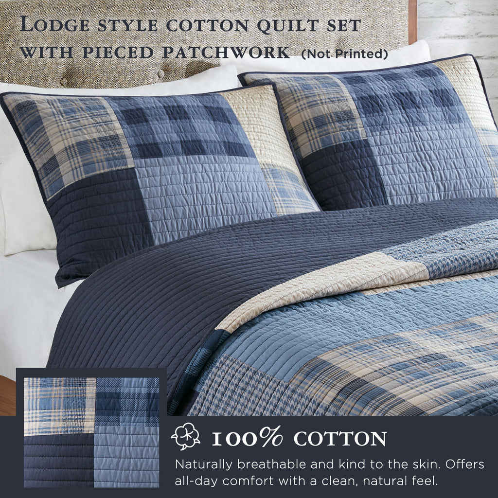 Winter Hills - Oversized Cotton Quilt Set - Blue